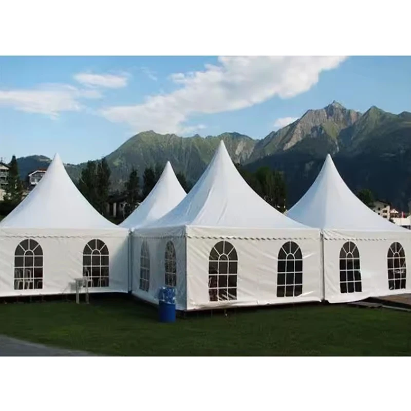 Glamping patio gazebo tent 3x3 outdoor party tent heavy duty canopy pagoda gazebo white aluminum frame canopy tent