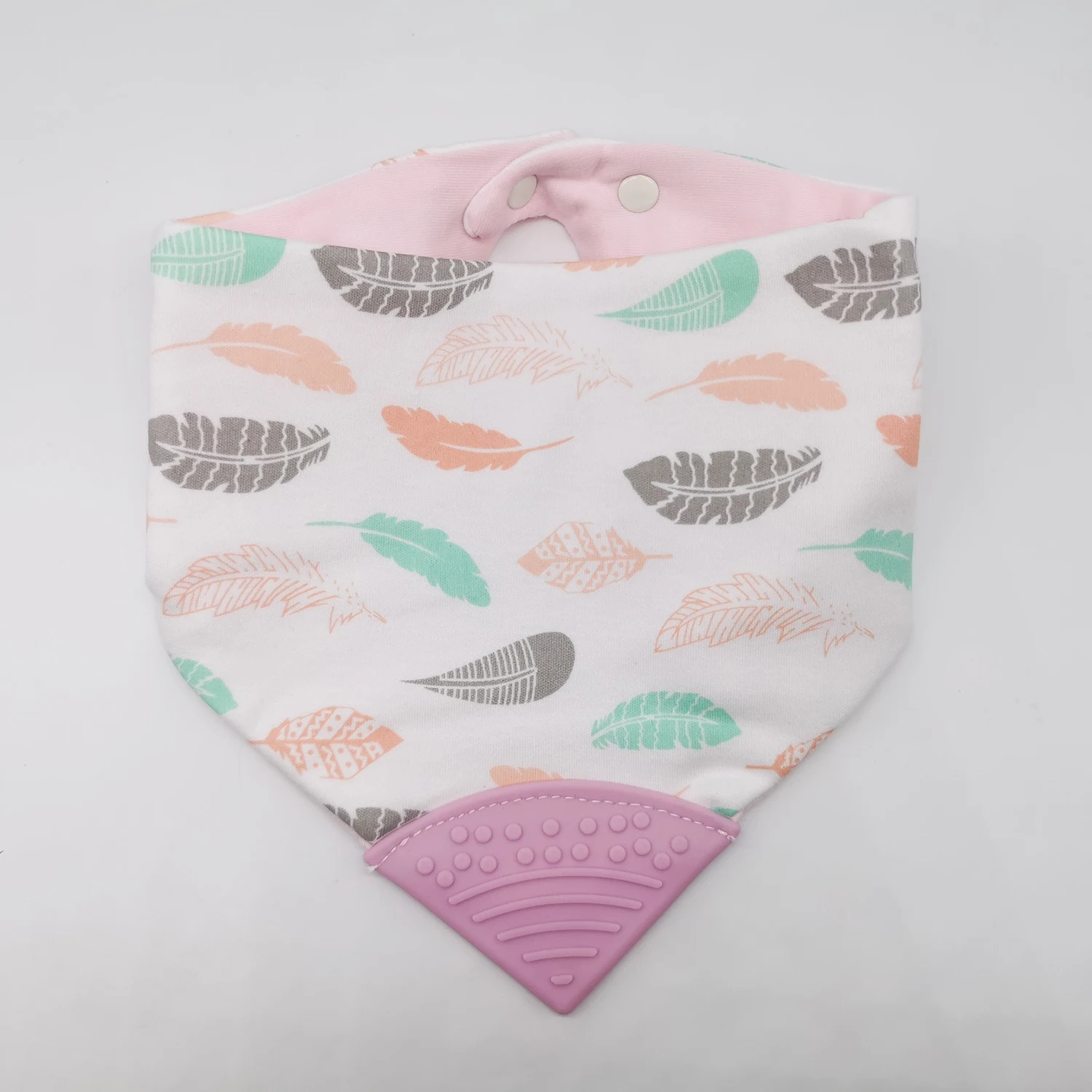 Baby Bandana Teething Bib with BPA-Free Silicone Teether Fashion Baby Bibs 100% Cotton Skin friendly