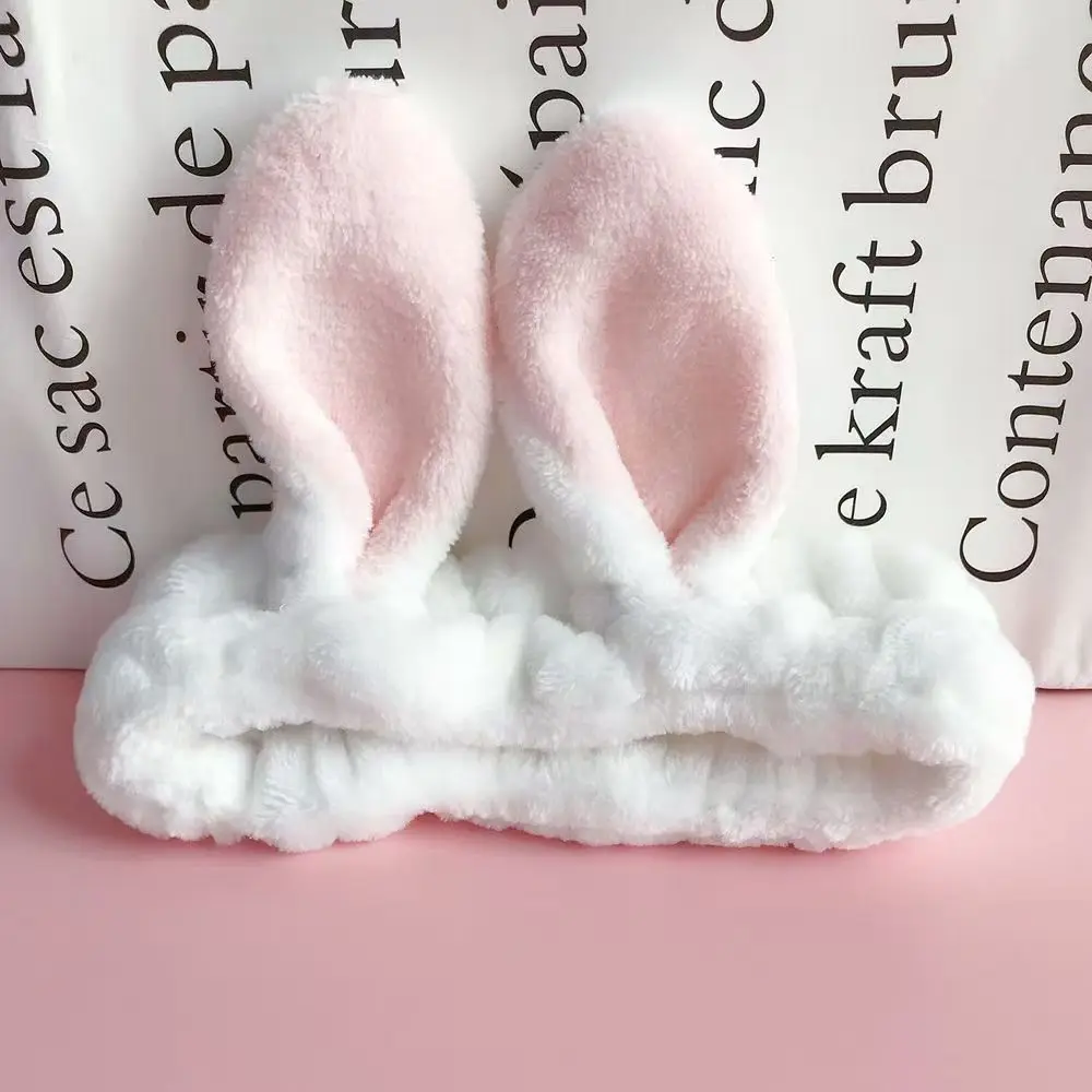Bunny Ear Cosmetic Headband Cute Fluffy Elastic Skincare Head band Makeup Hairband for Shower Face Washing Facial Spa Cosplay
