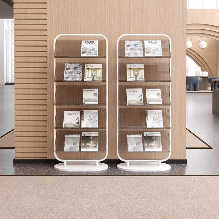 Home library cafe school book shelf magazine rack stand home furniture luxury home decor custom standing display rack
