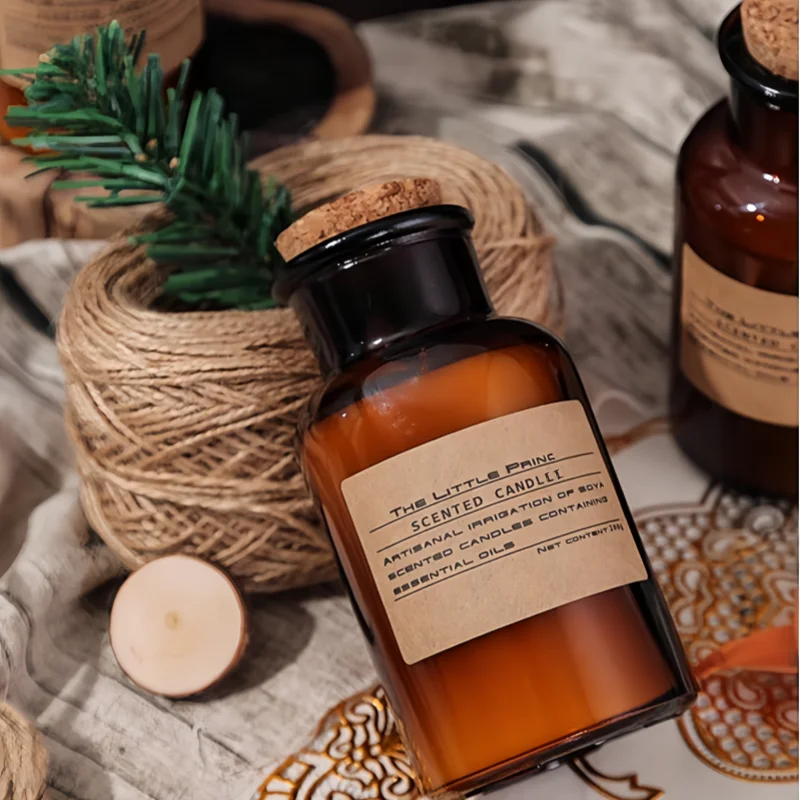 Luxury Custom Room Bed Bath Vanilla Glass Jar Scented Candle High Quality Print Orange Scent Oil Design Scented Candle