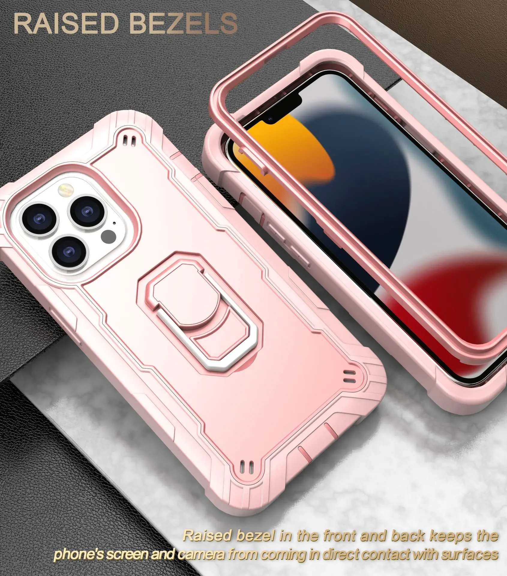 Сверхмощный защитный чехол с откидной ножкой для iPhone 13 Pro Max из ТПУ + ПК 3 в 1 ударопрочный мобильного телефона 12