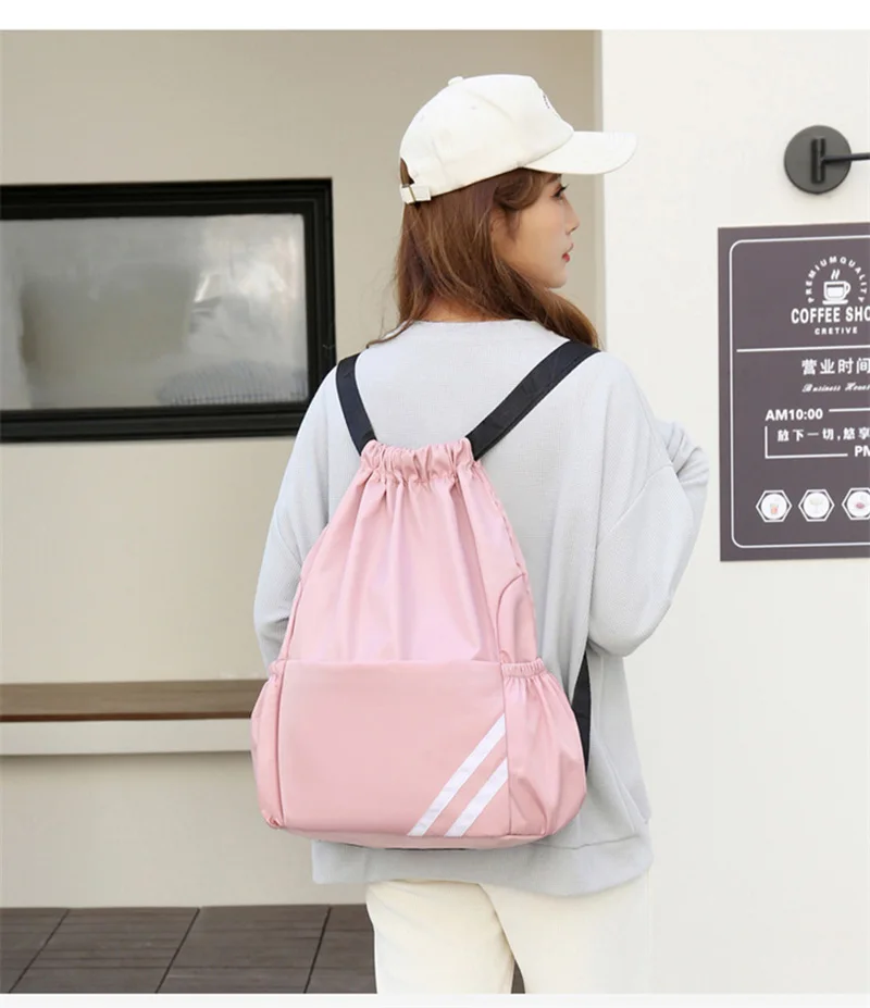 CPC Custom Logo Lightweight Waterproof Folding Sport Gym String Bag Drawstring Backpacks for Swimming