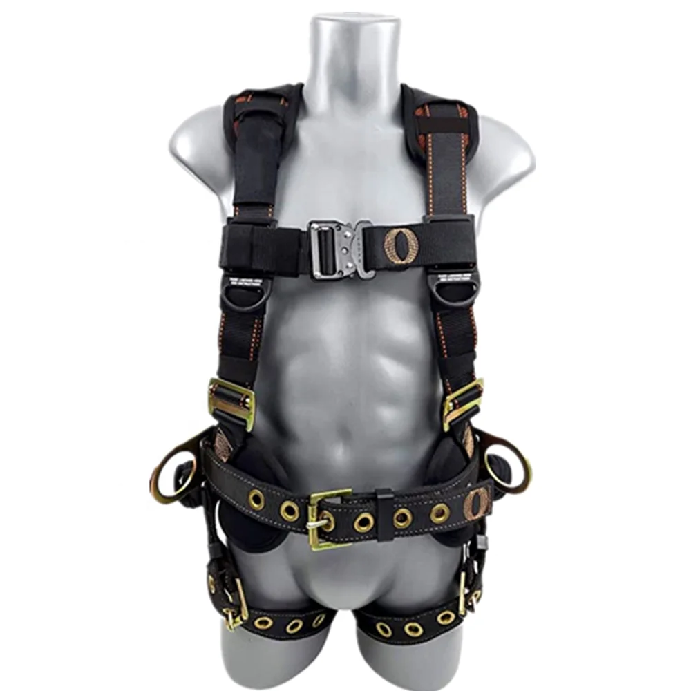 Fall Protection Premium Black Safety Harness X model with Vented & Padded Shoulder,Tongue Legs and Quick Release Buckle