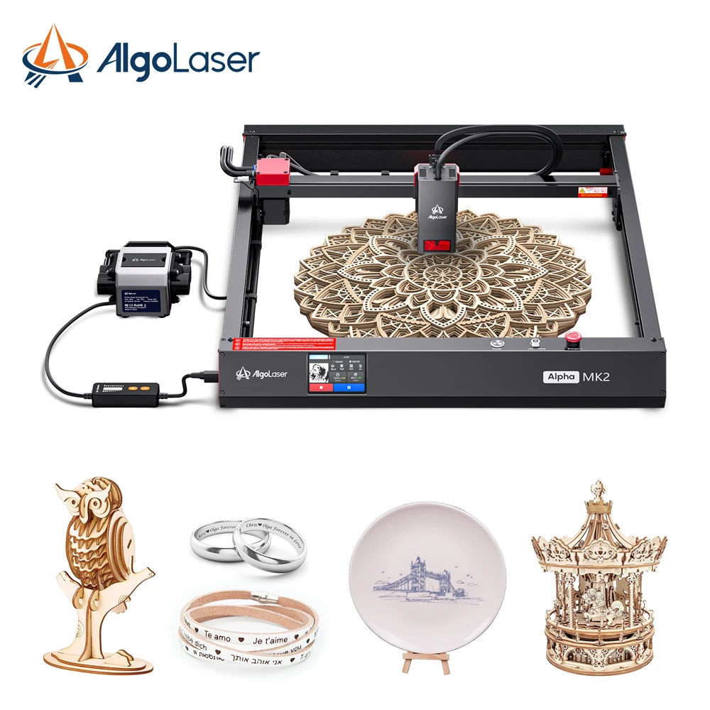 Algolaser Alpha MK2 20W Laser Cutter and Laser Engraver for Wood and Metal,Paper,Acrylic,Glass