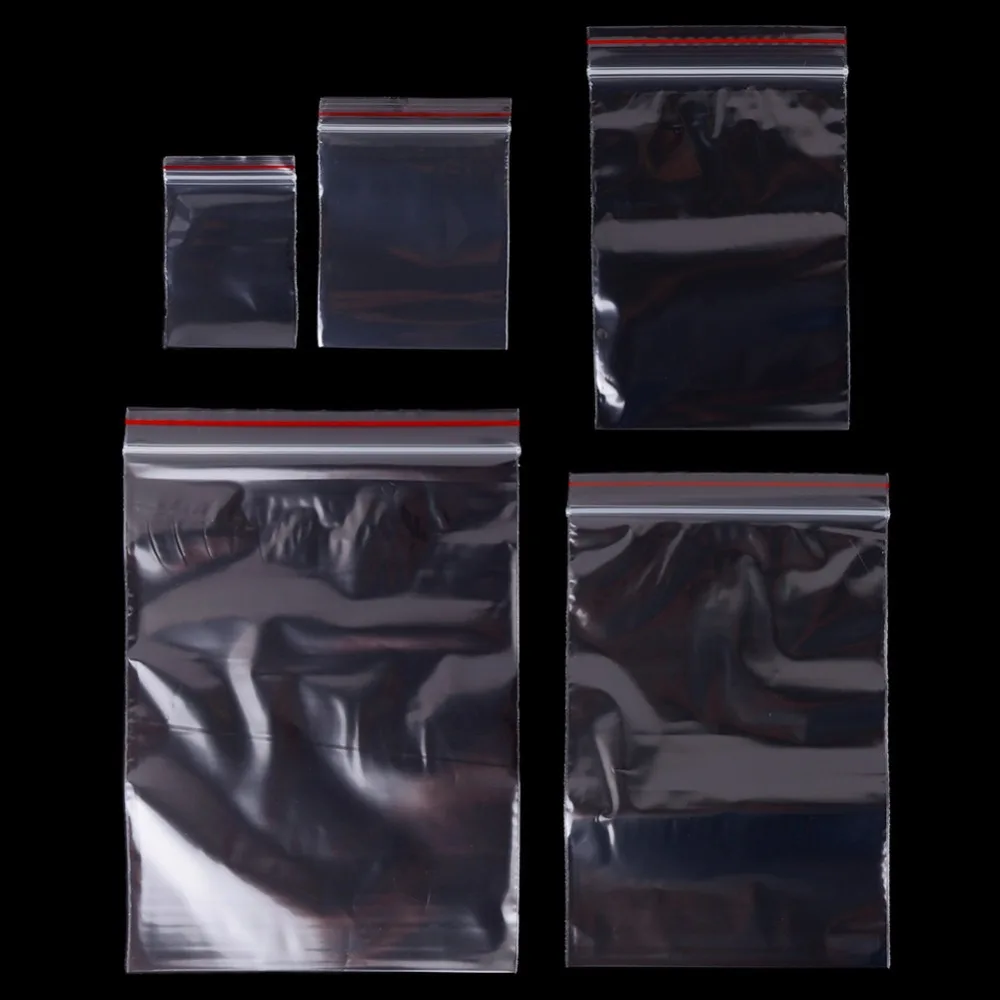 
Clear Grip Self Press Seal Zip Lock Plastic Bags with Red Side 