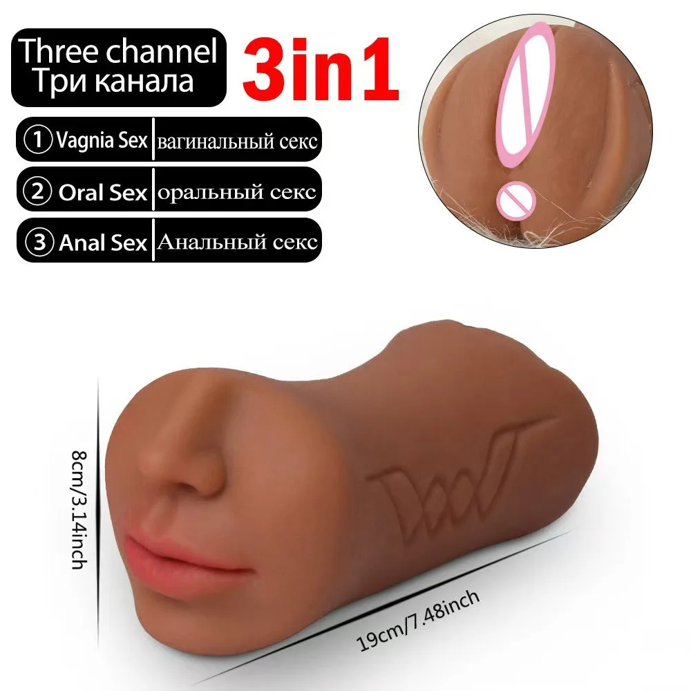 Explosive three way inverted mold double head with nose masturbator for men airplane cup