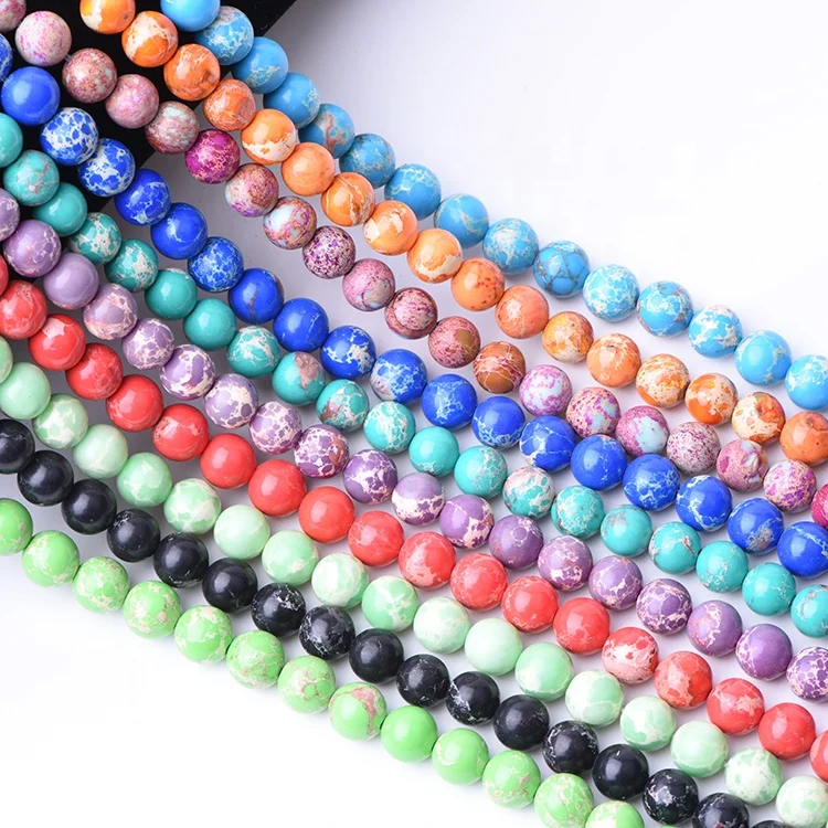 Wholesale Natural Sea sediment imperial jasper Round Beads Gemstone Loose Beads for Jewelry Making Necklace Bracelet 8mm