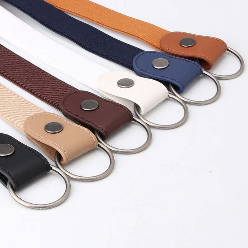 Elastic Band Belt Connection with Metal Buckles for Ladies 6 5cm Width Black Red Blue Dark Pin Color Navy Material