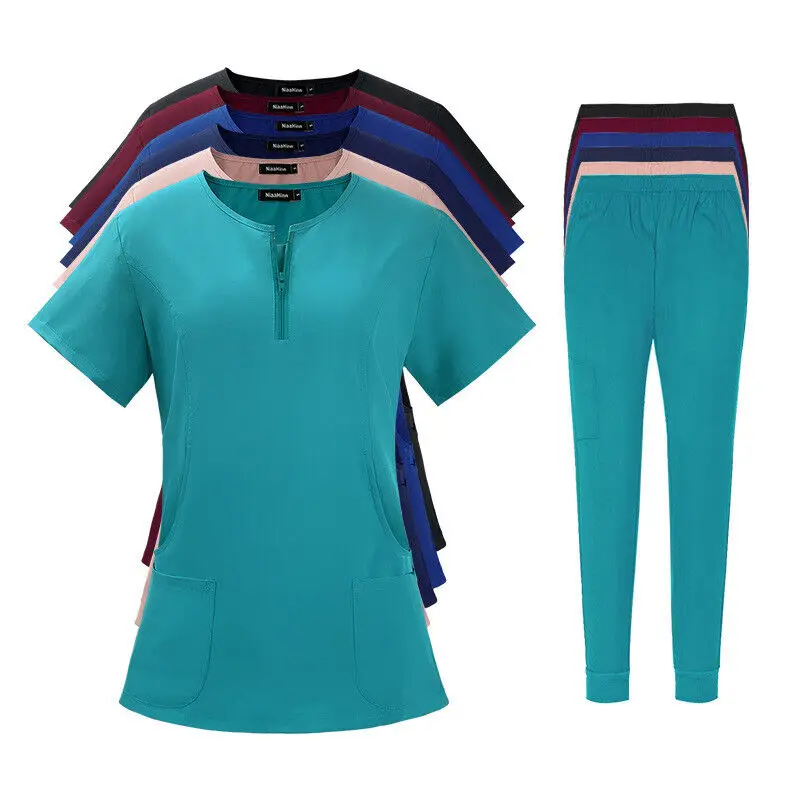 High quality short sleeve wash clothes split suit antibacterial antistatic physiotherapy massage overalls scrubs