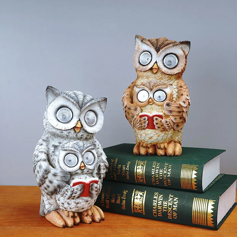 solar garden lights outdoor decorative owl night light courtyard garden animal sculpture landscape decorative resin ornaments