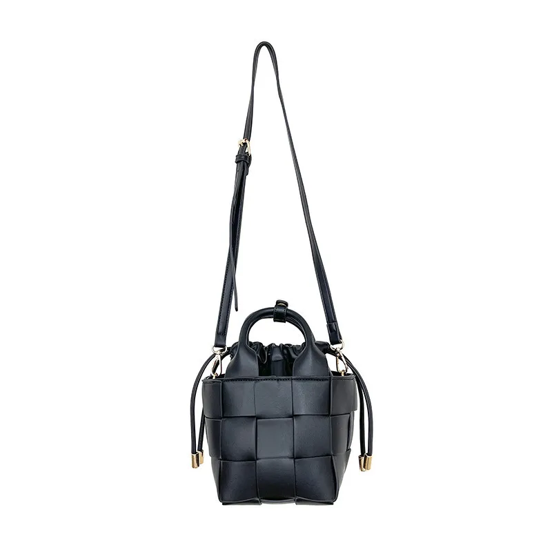 Low MOQ Luxury Leather Craft Purse PU Leather 2 in 1 Set Woven Bag Women Crossbody Bag