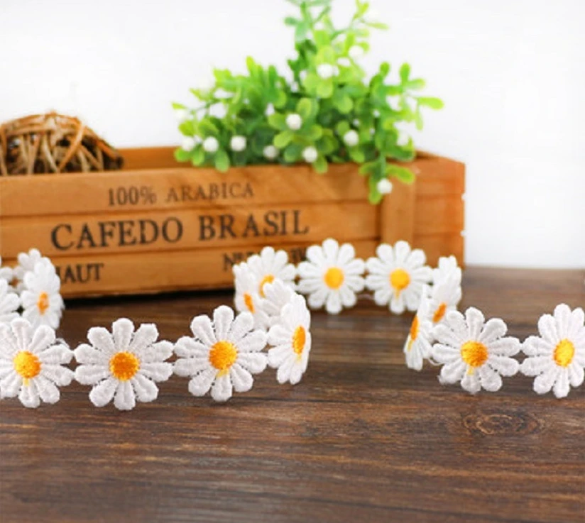 Colorful Daisy Flower Lace Trim Knitting Wedding Embroidered Diy Handmade Patchwork Ribbon Sewing Supplies Crafts