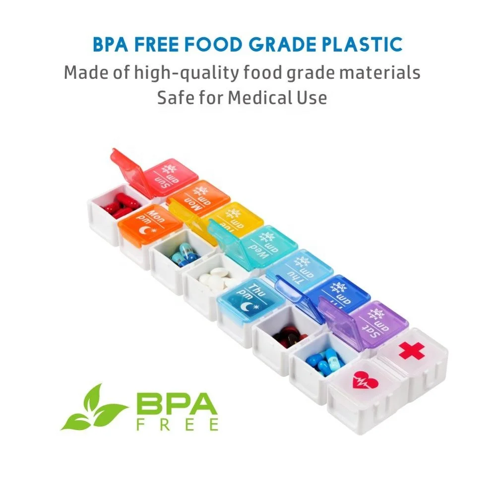 Pill Box Organizer Medicine Organizers 2 Times a Day Detachable Pill Box 7 Days Weekly AM PM 1 ADDITIONAL BONUS PILL BOX
