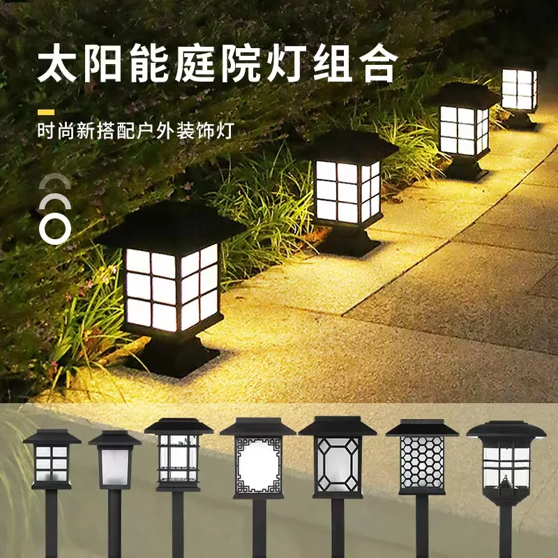 2022 New house type Outdoor waterproof LED solar lawn powered Cottage Style Spike Spot Small House Mini Solar Light Garden