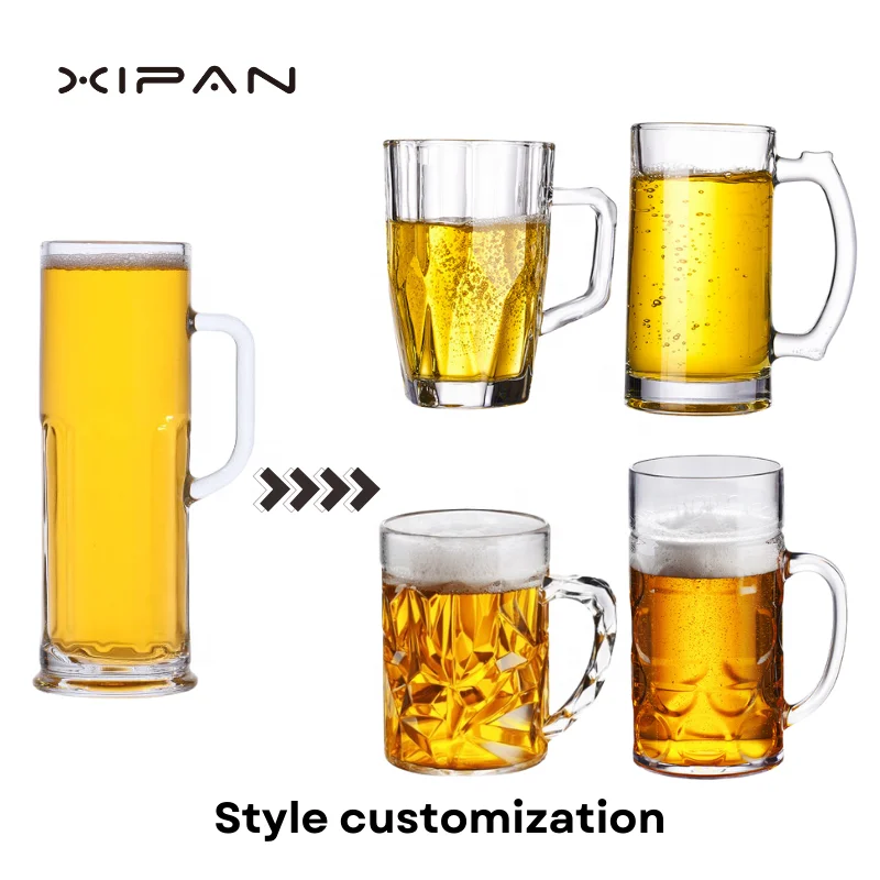 Wholesale Custom Classic 30oz Thicken strong unbreakable beer mugs glass steins soft drinks glass cup beer glass with handle