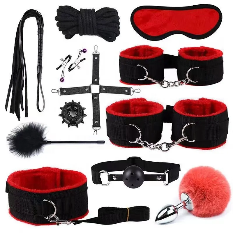 BDSM 12pcs Bondage Set Sex Toys for Women Couples sexy toys handcuffs Anal plug Vibrator female erotic Products sexulaes toys 18