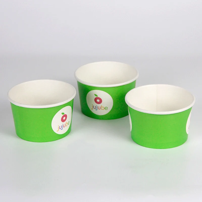 Factory supply custom logo printed disposable food grade paper ice cream cup with lid