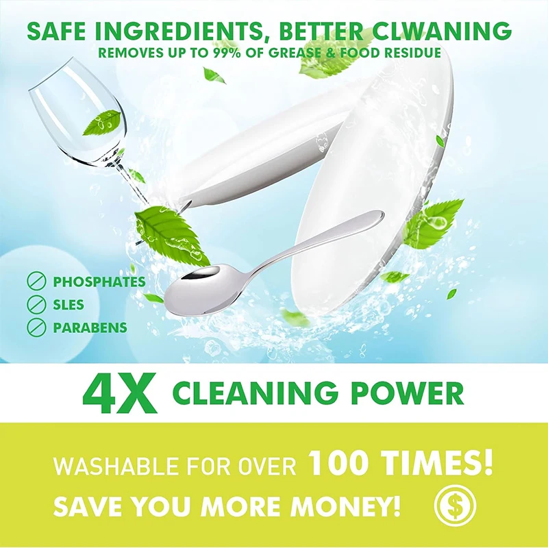 Eco Friendly Fragrance Free Natural Plant Based Dishwasher Detergent Sheets With Enzyme
