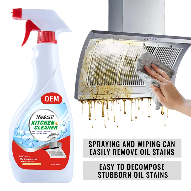 OEM/ODM Customized label multifunctional spray household oil stain remove cook ware cleaning kitchen cleaner spray 561ml