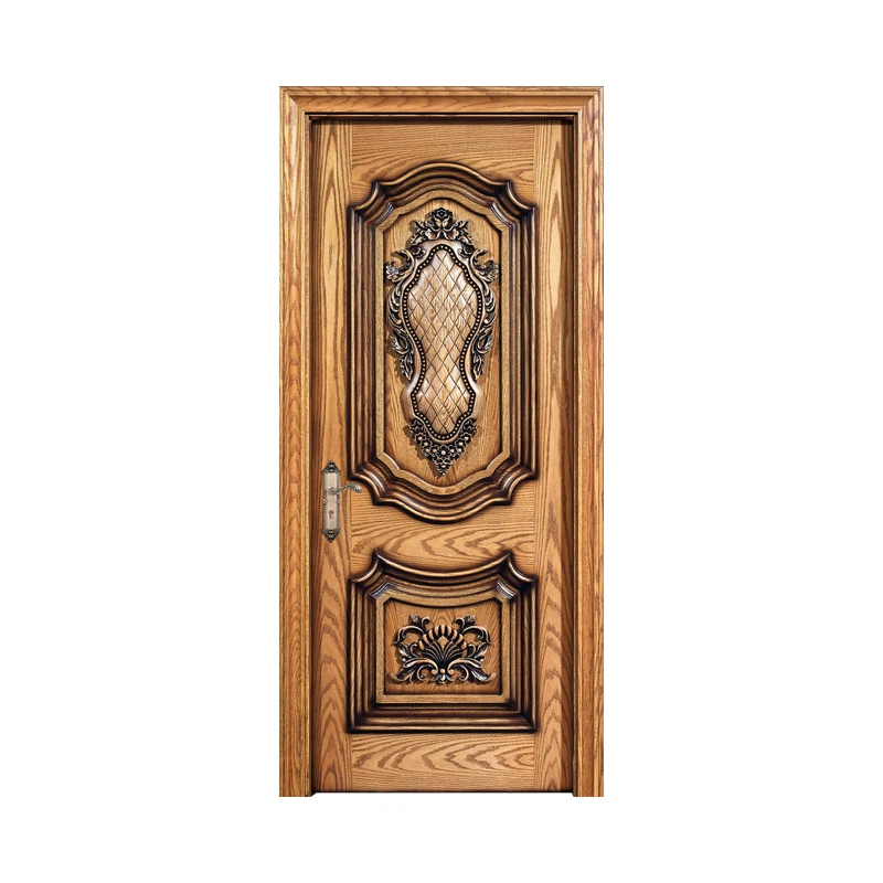 Delicate carved decorative button thread craft high grade solid wood door American red oak bedroom quiet doors
