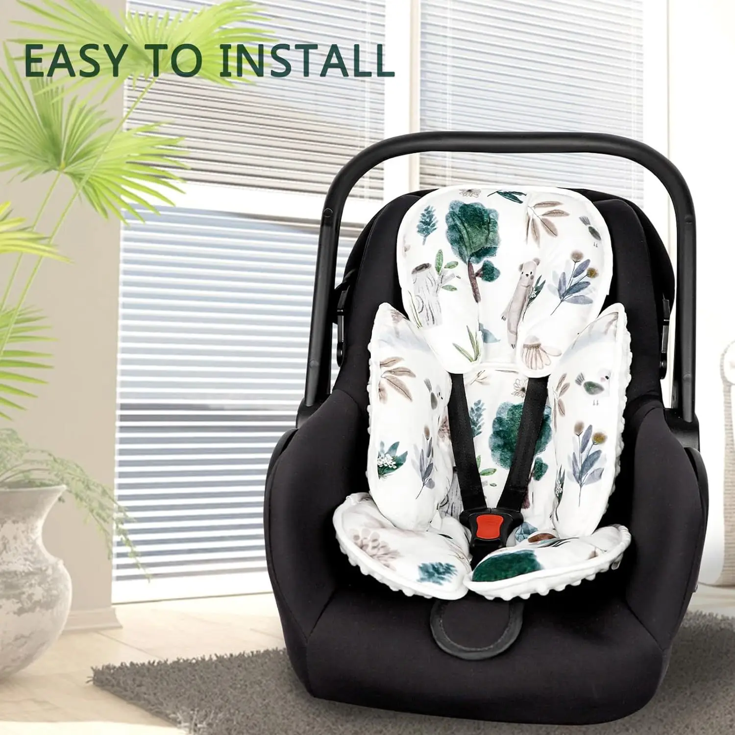 2-in-1 Reversible Infant Car Seat Head Neck Body Support, Ultra-Soft Minky and Microfiber Newborn Car Seat Insert carseatcover