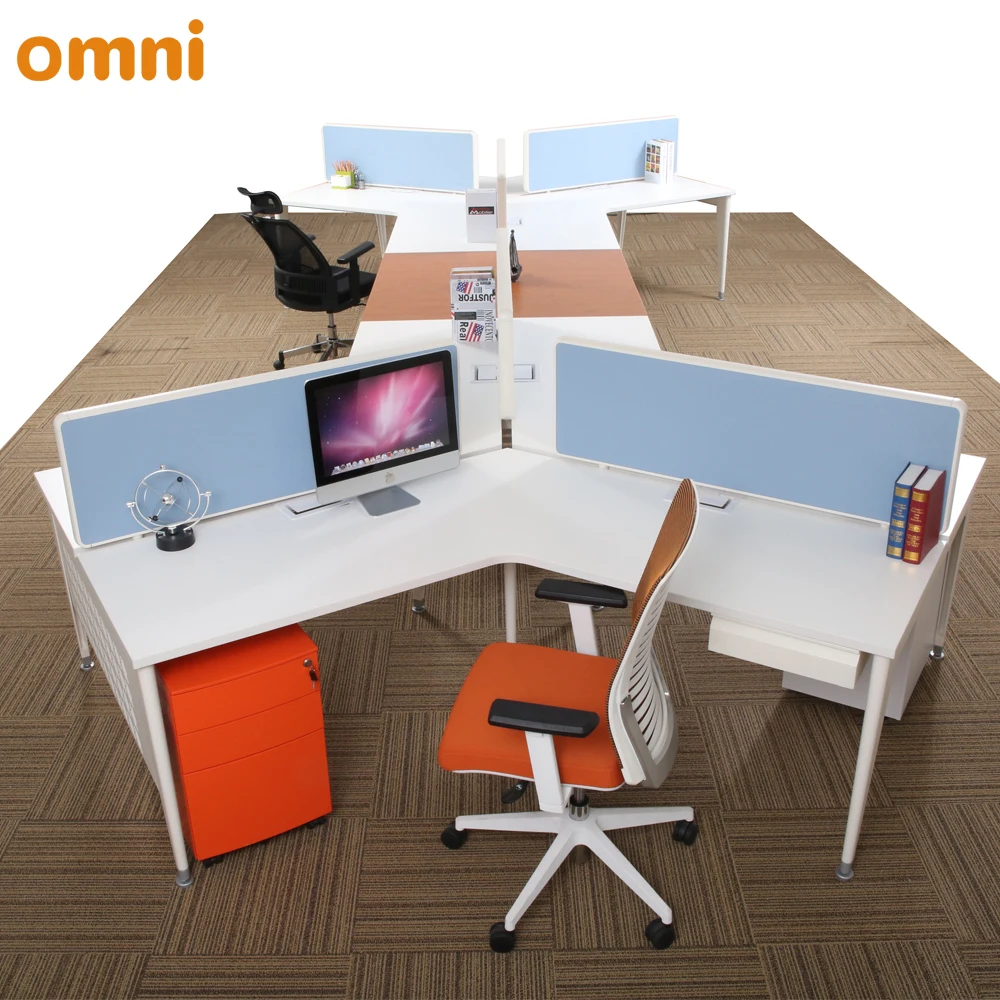 Modular design office table for 6 person 120 degree office workstation