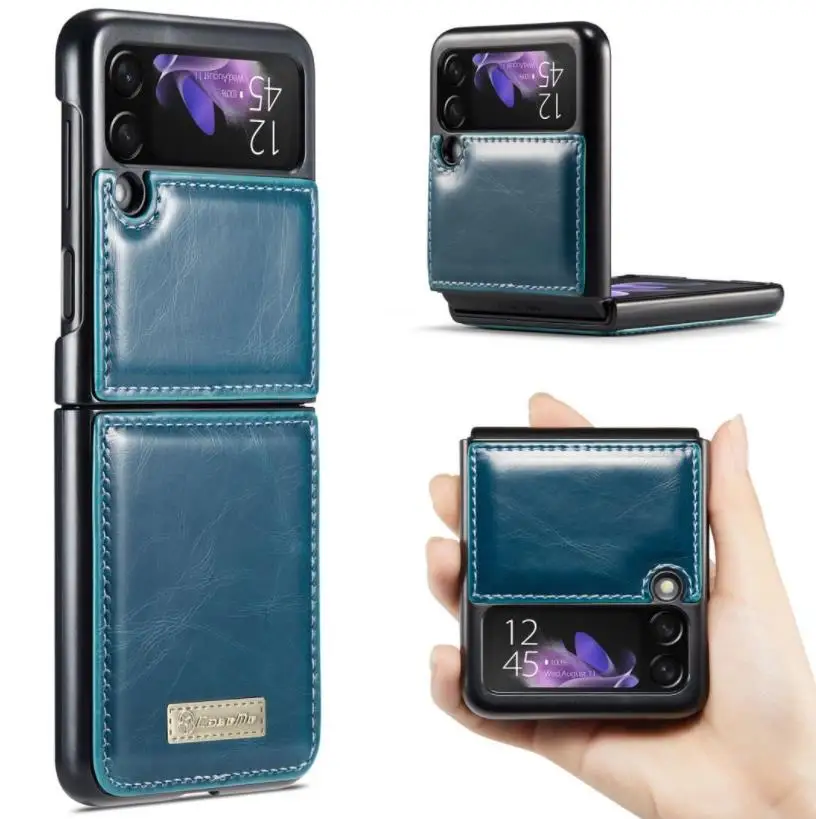 Precise Cutout Leather Folding Case For Samsung Galaxy Z FLIP 3 Flip3 FLIP 4 Flip4 5G Shockproof Protection Phone Cover Capa