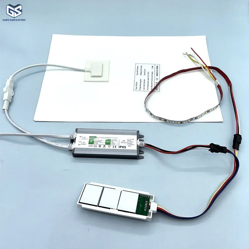 DC12V 60W Touch Dimmer Induction Defog Function Three-Key Dual Color Touch Sensor Switch  for Led Light Bathroom Mirror