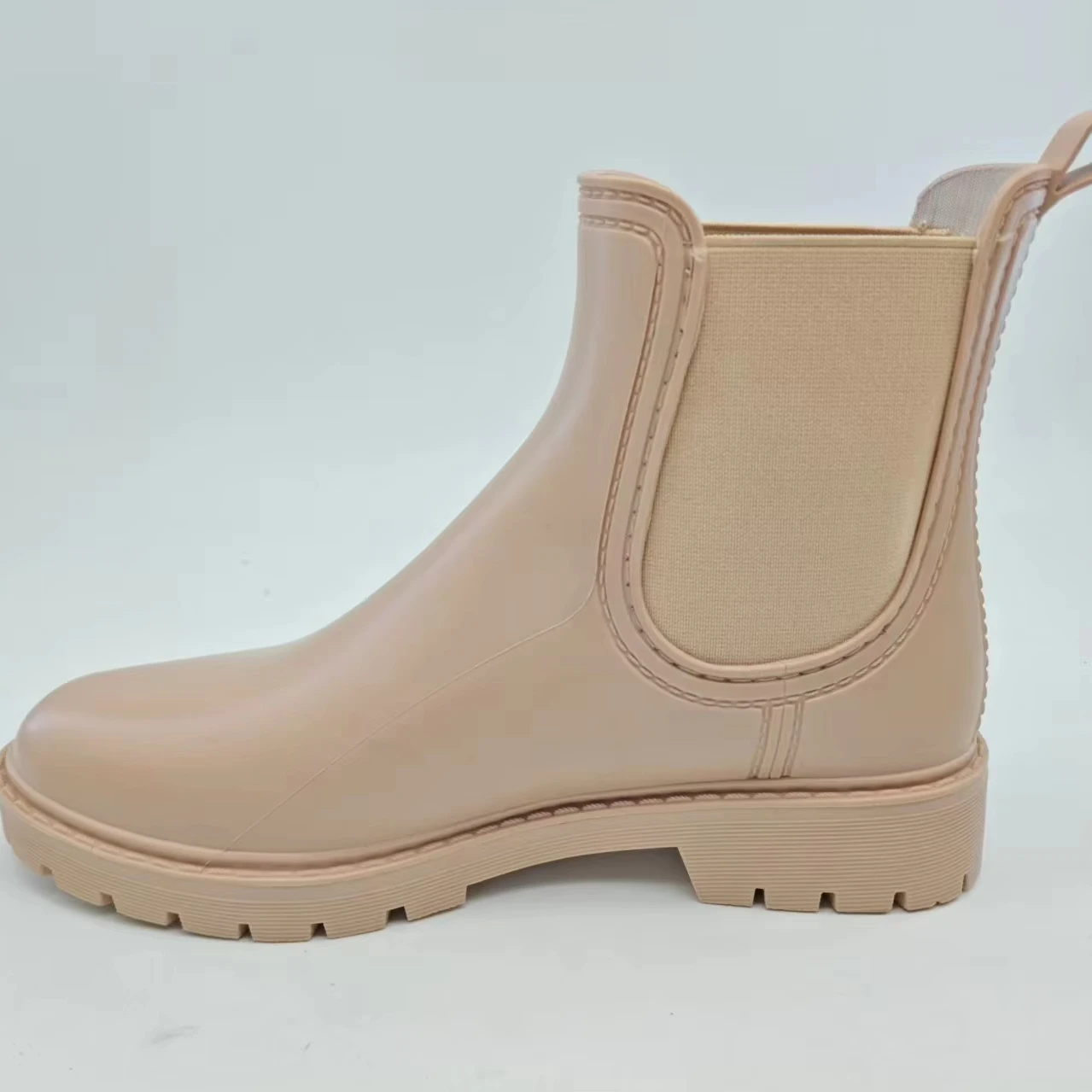 2024 Cheap Wholesale classic solid elastic band Women Lightweight Waterproof Fashion Ankle rain shoes PVC chelsea Rain boots