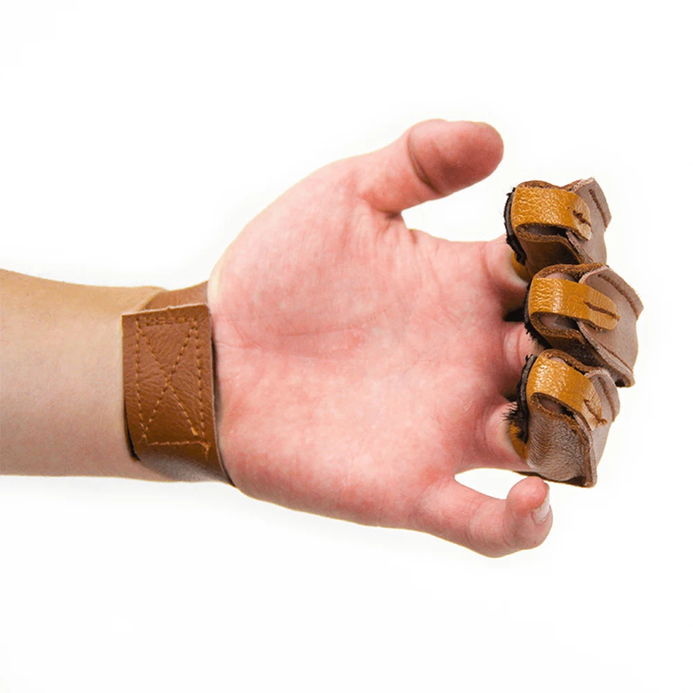 Archery Shooting Gear Archery Three Finger Finger Guard Genuine Cowhide Gloves For Compound Bow Outdoor Sports
