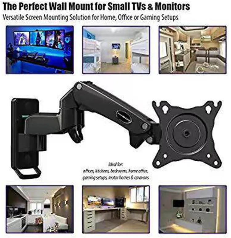 Monitor Wall Mount Bracket Stand Fit for PC Monitor & TV Vesa Adapter To Fit Screens 17 to 27 inch VESA 75x75mm & 100x100mm