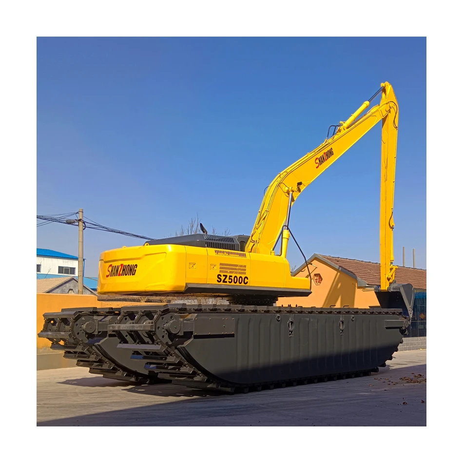 Marine amphibious dredging ship with dual purpose excavator on water, brand new tracked waterway excavator