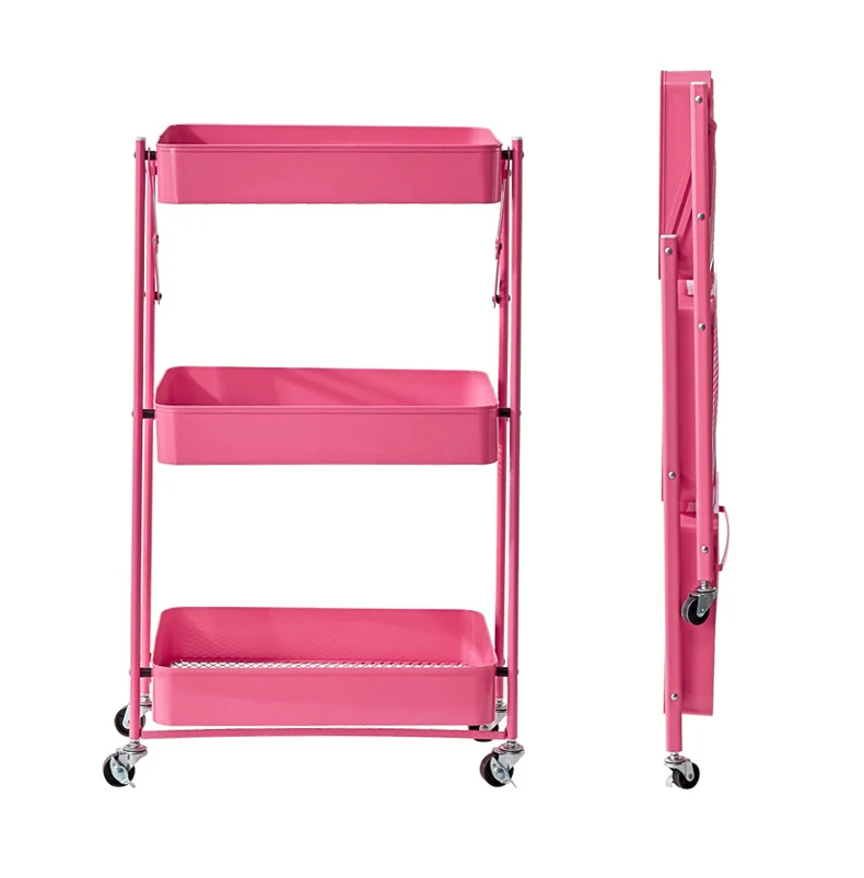 Steel Ailipu High Quality 3-tier Kitchen Furniture Mesh Basket Cart Bathroom Holder rolling cart