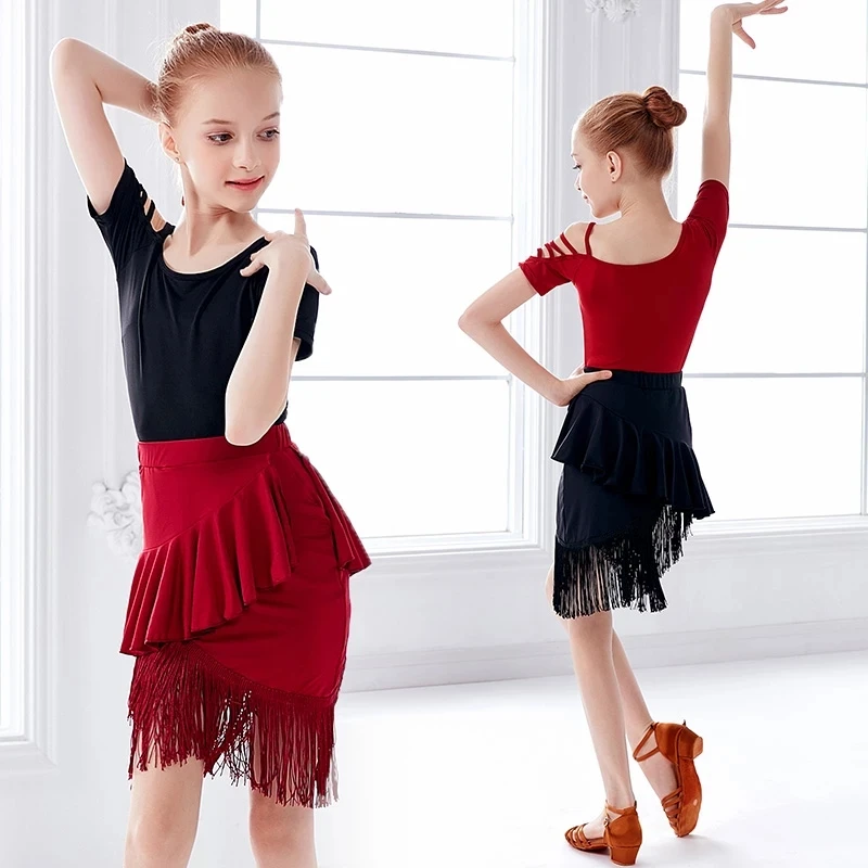 New Arrivals Girls Tassel Latin Dance Skirt Children Fringe Latin Dance Dress