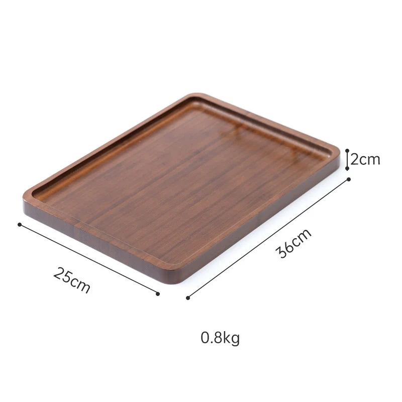 Solid wood right Angle teacup tray Bamboo hotel small tea tray Wooden home breakfast tray