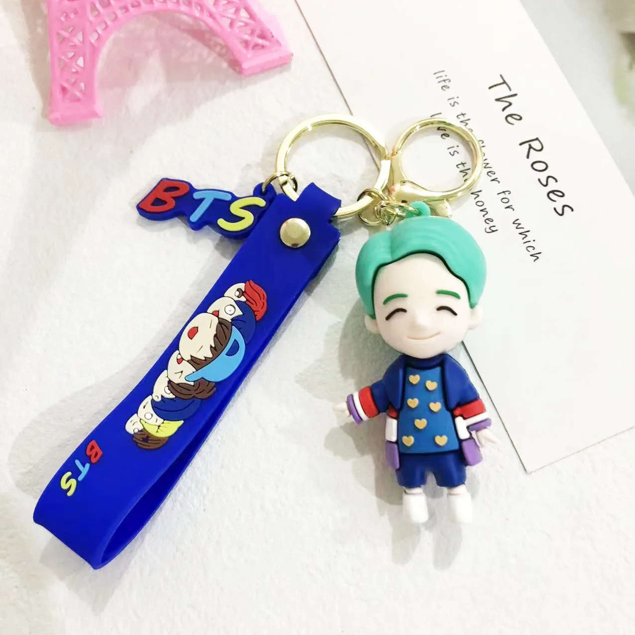 3D PVC kawaii cute cartoon car character keyring keychains ring Youth League bts keychain