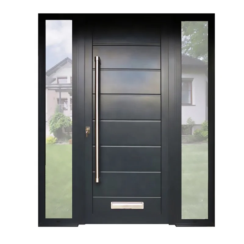 Luxury UK Design Customizable Pivot Aluminum Zinc Alloy Door with Glass Insert for Modern Main Entry External Villa Door Models