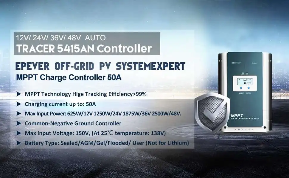 Free Shipping!!! Epever EPsolar MPPT 50A 12V 24V 36V 48V Auto Tracer 5415AN Solar Panel System Regulator Solar Charge Controller