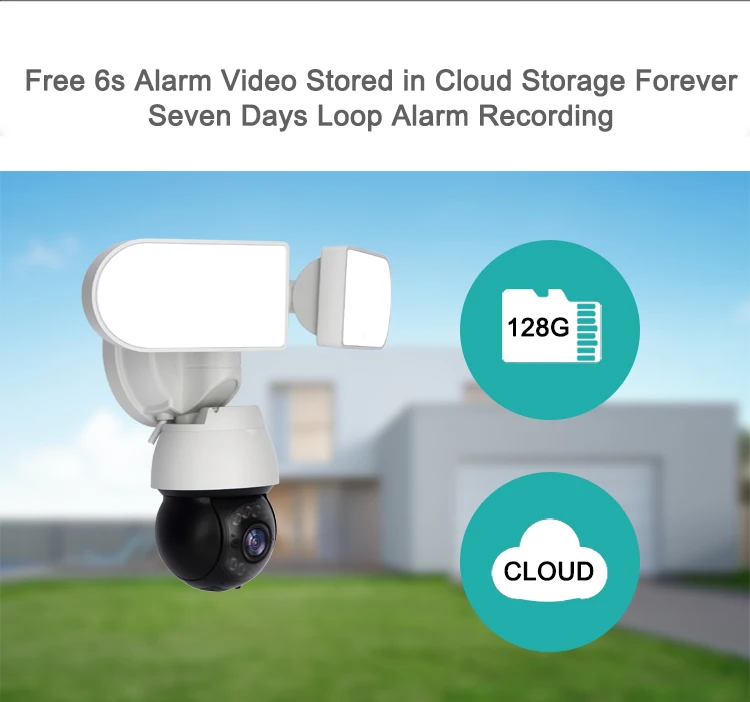 4MP Wifi Floodlight Colorful Ptz Network Camera Human Detection Auto Tracking Security Cctv IP Surveillance Camera