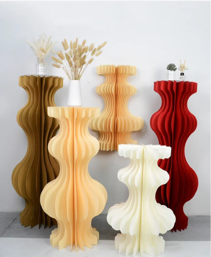 Foldable Cardboard Centerpiece Display Cylinder Flowers Stand Columns Display with Acrylic Lid Wedding Party