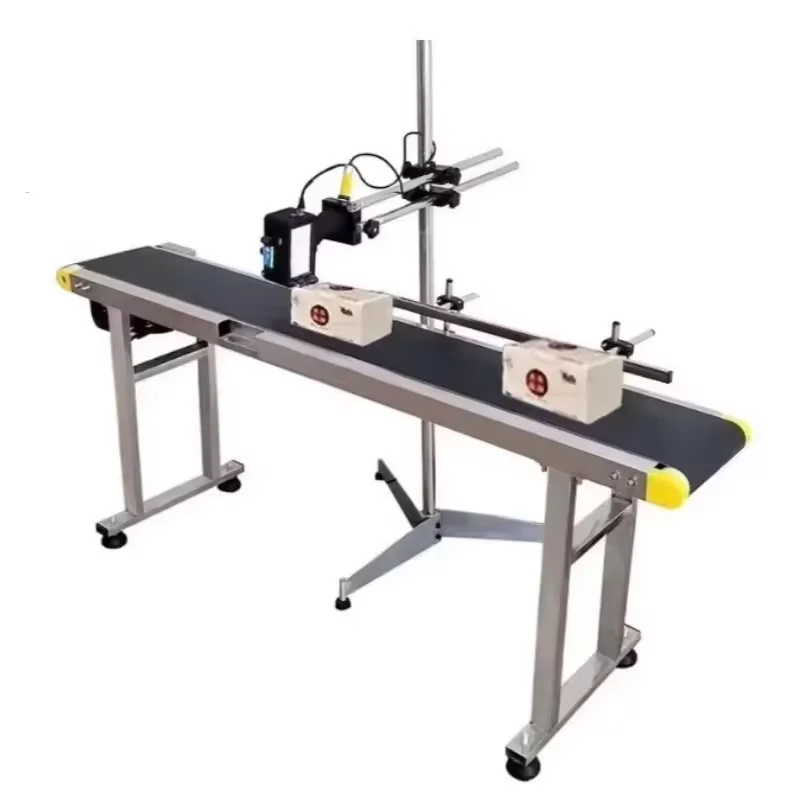 YAOMATEC Date Code Inkjet Printer Food Industry Production Line Adjustable Speed Rubber PVC 200MM Standard Conveyor Belt