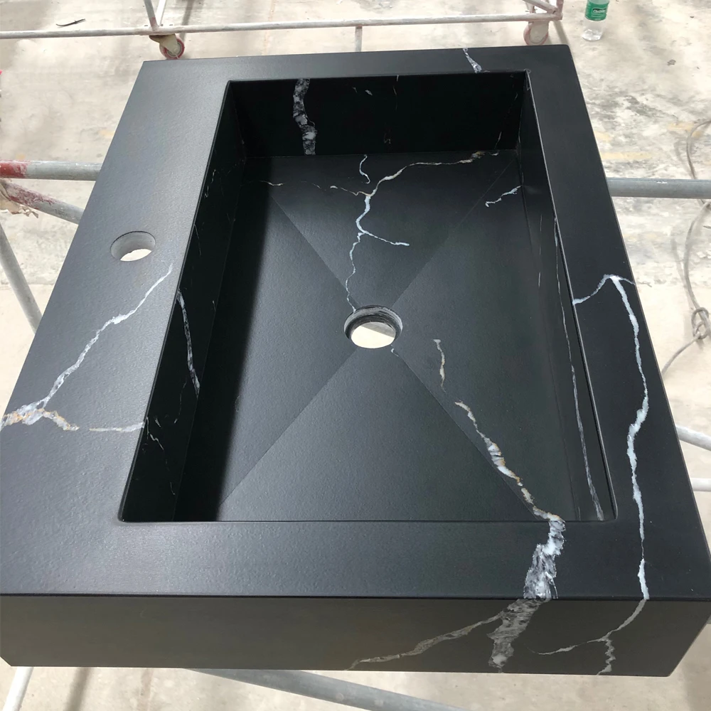 Chinese Good Supplier Artificial Stone Polished Black Color White Vein Quartz Stone for Table Top Countertop