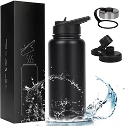 Wholesale double wall 32 oz black stainless steel water bottle