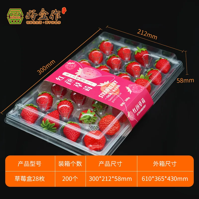 9 12 15 20 24 28 32 35 Cells Supermarket 500g Fresh Strawberries Fruit Box Plastic Trays Strawberry Fruit Packaging