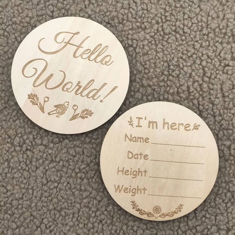 Изготовленный На Заказ «Hello World» спортивный костюм для новорожденных рождения персонализированные имя ребенка Объявление знак деревянные карты
