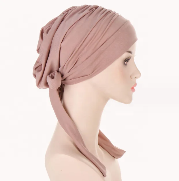 Belief Muslim Women Soft Turban Hijab Hat Pre-Tied Head Scarf Printed Chemo Inner Hijabs Headwear