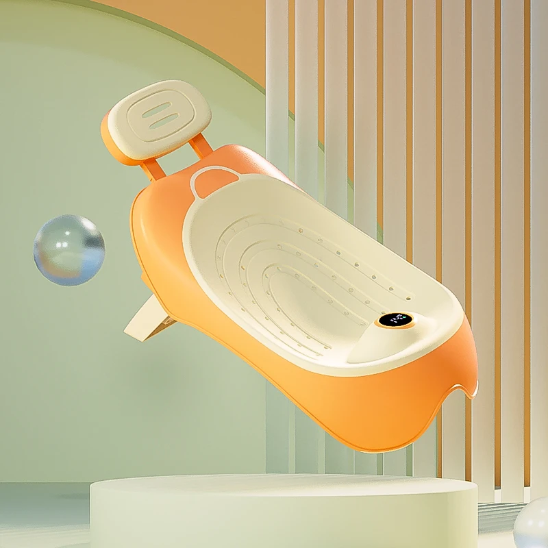 With Thermometer Safety Non Slip Plastic Baby Bath Seat Adjustable Children Bath