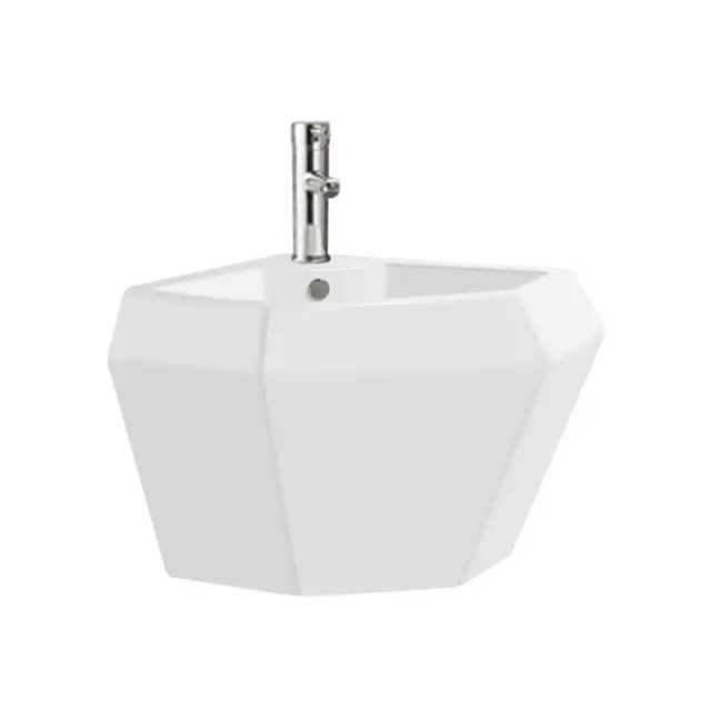 Bathroom Ceramic Half Pedestal Wall Hung Basin Semi Hanging Art Wash Basins