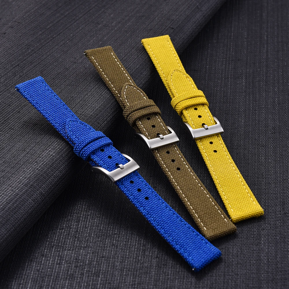 JUELONG 18mm 20mm 22mm Hybrid Watch Strap Cordura Watch Strap Nylon Fabric Leather Watch Band